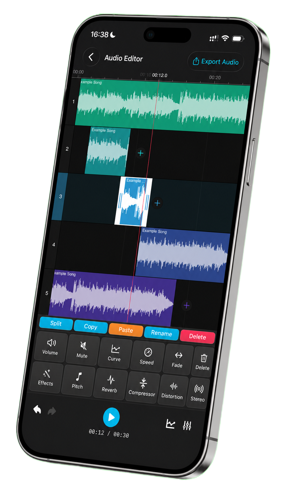 Audio Editor: Song Cutter multi-track editor on iPhone