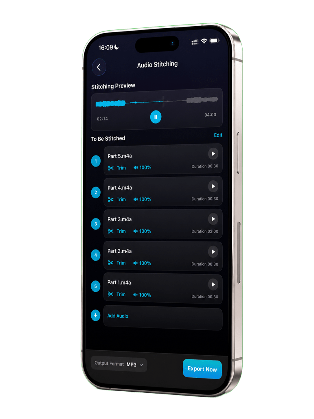 Audio stitching workflow on iPhone